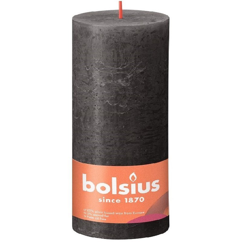 Bolsius świeca bryłowa pieńkowa rustykalna słupek Rustic XXL Shine 200/100 mm 20 cm - Burzowy Szary Stormy Grey
