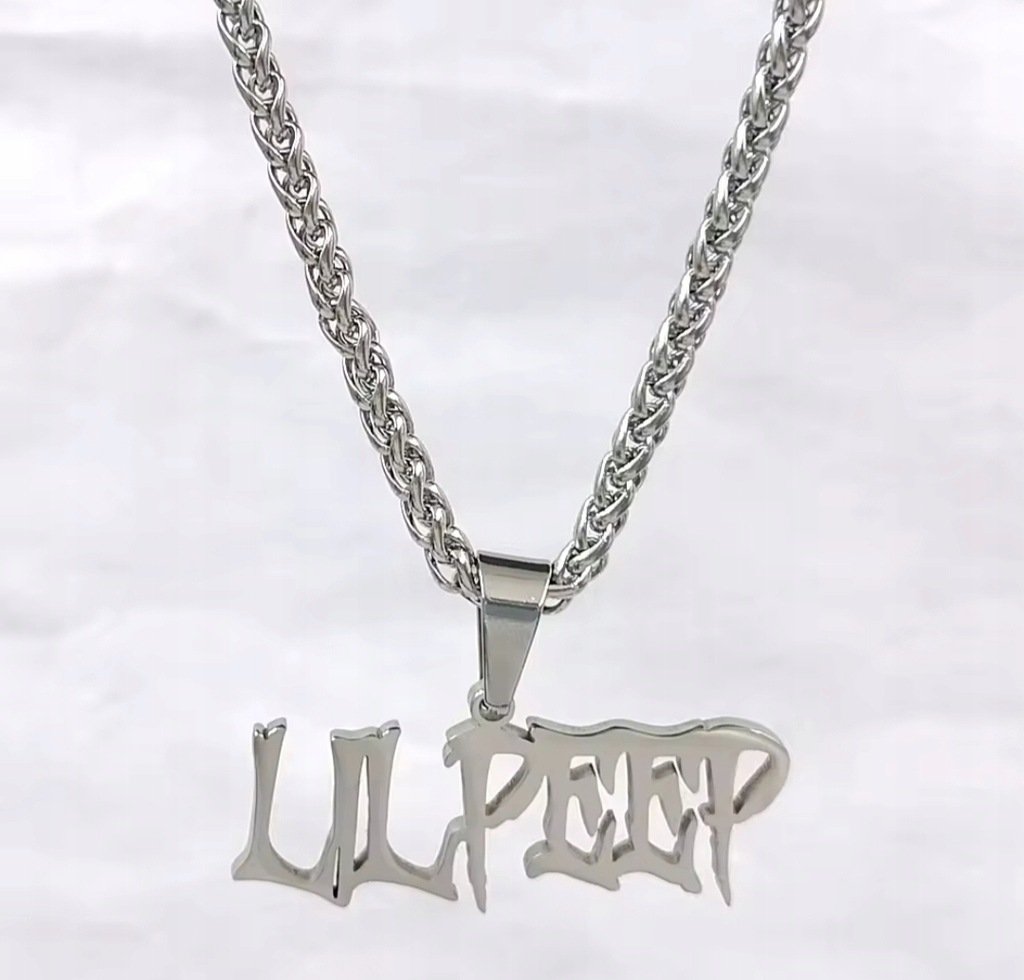 Naszyjnik wisiorek LIL PEEP srebrny prezent streetwear