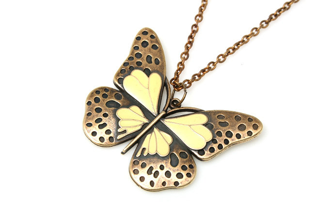 Waniliowy Motyl Wisiorek Motyl Vintage