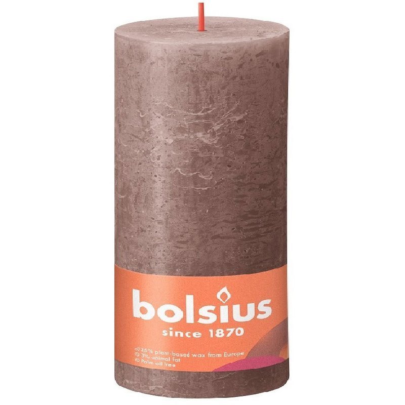 Bolsius świeca bryłowa pieńkowa rustykalna słupek Rustic XXL Shine 200/100 mm 20 cm - Taupe