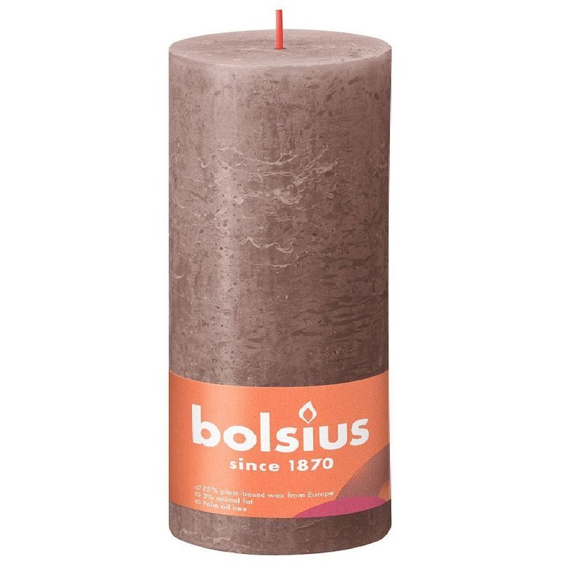 Bolsius świeca bryłowa pieńkowa rustykalna słupek Rustic XXL Shine 300/100 mm 30 cm - Taupe