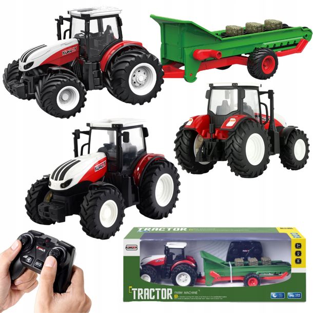 Traktor Zdalnie Sterowany Rc Z Przyczepą Na Pilot Maszyna Rolnicza Led Duży