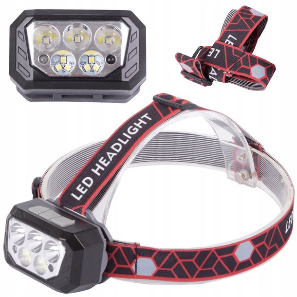 Latarka Czołowa Czołówka Led 3 X Xhp30 + 6 X Smd Akumulator 5 Trybów Usb