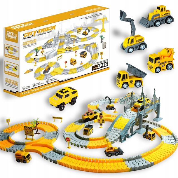 Tor Wyścigowy Samochodowy Plac Budowy Koparka Wywrotka Spycharka Dla Dzieci