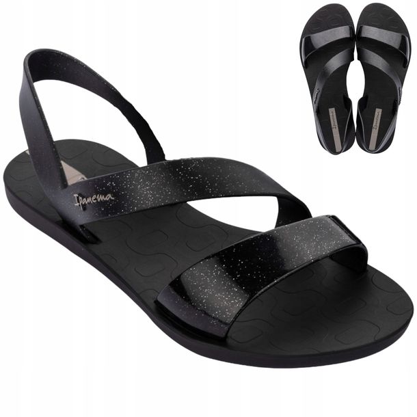Sandały damskie Sportowe Ipanema Vibe Płaskie Eleganckie Wygodne czarne 37