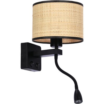 POLO LAMPA KINKIET CZARNY 1X40W E27+2W LED ABAŻUR BEŻOWY