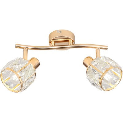 DUBAI LAMPA SUFITOWA LISTWA SAT ZŁOTY 2X40W E14 KLOSZ ZŁOTY Z KRYSZT TRANSP