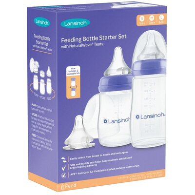 Lansinoh zestaw Butelki do karmienia Natural Wave Starter
