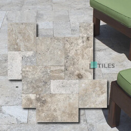 Tiles Tawertyn Silver Latte Bębnowany French Pattern 3cm 1kpl= 0,742m2 Komplet Rzymski