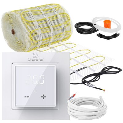 Mata grzewcza pod płytki MISSION AIR PTC MA-160W/m2 3m² (6mb x 50cm) + regulator Aries LCD Biały