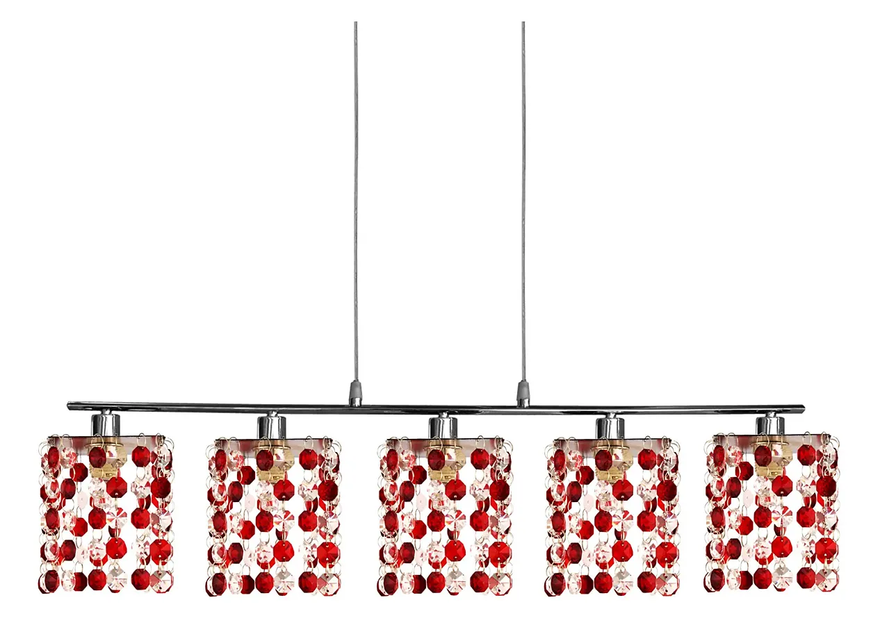 Czerwona kryształowa lampa wisząca - D214 R2-N15
