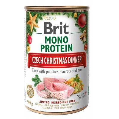 Brit Mono Protein Christmas Carp Świąteczna Kolacja Karp Z Sałatką Ziemniaczaną 400 g