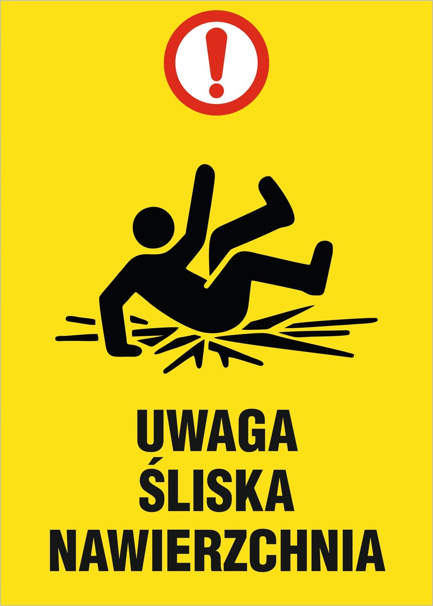 Naklejka: Uwaga śliska nawierzchnia 10x15cm