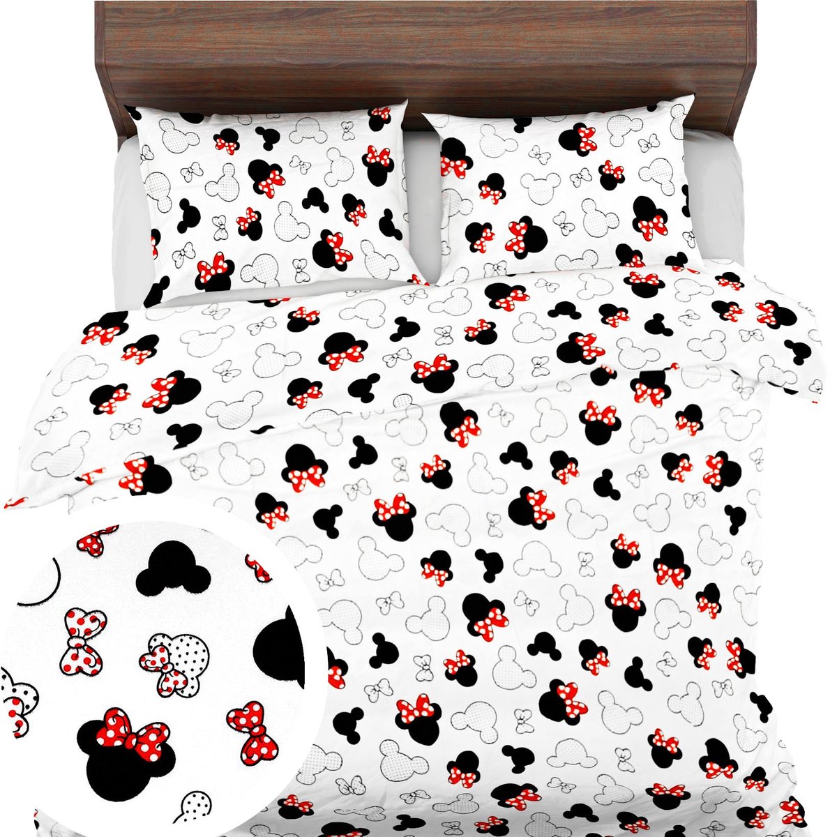 Antyalergiczna Pościel 160x200+2x70x80 100% Bawełna Naturalna Myszka Miki