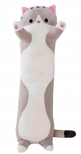 Poduszka Kot Szary Kotek Długi Maskotka Pluszak Dla Dzieci Prezent 70 cm