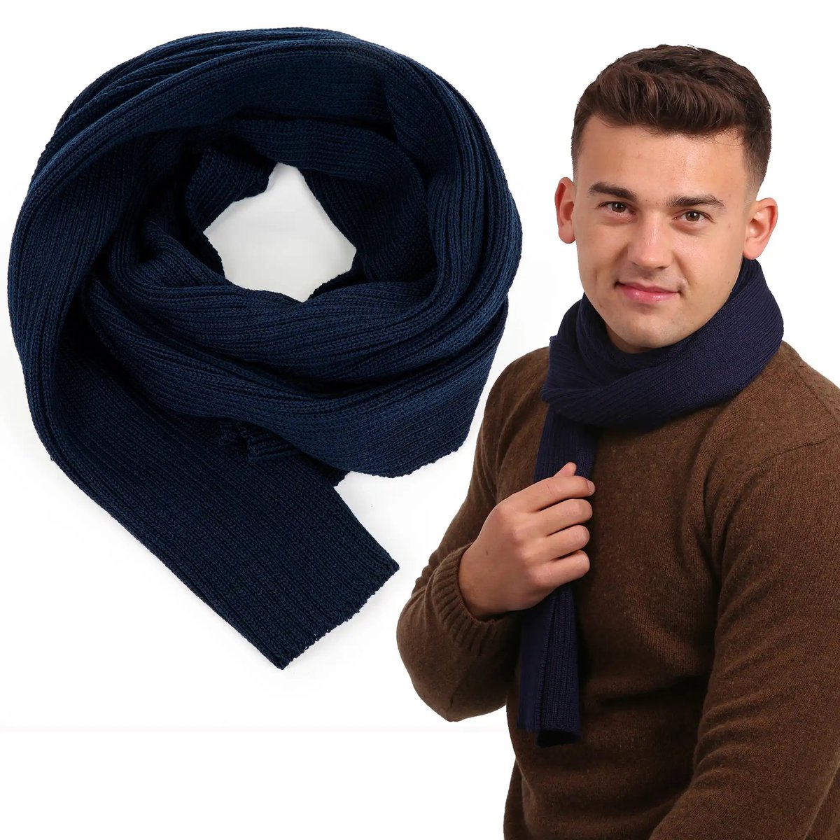 Szal szalik męski CIEPŁY zimowy elegancki modny WEŁNIANY jesienny na zimę