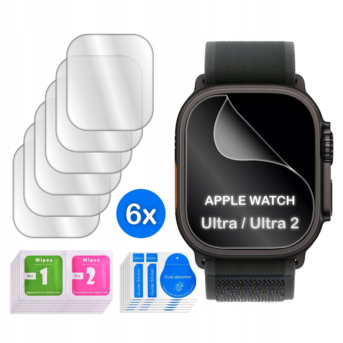 FOLIA do Apple Watch Ultra|Ultra 2 HYDROŻELOWA OCHRONNA na ekran 3D 6 sztuk