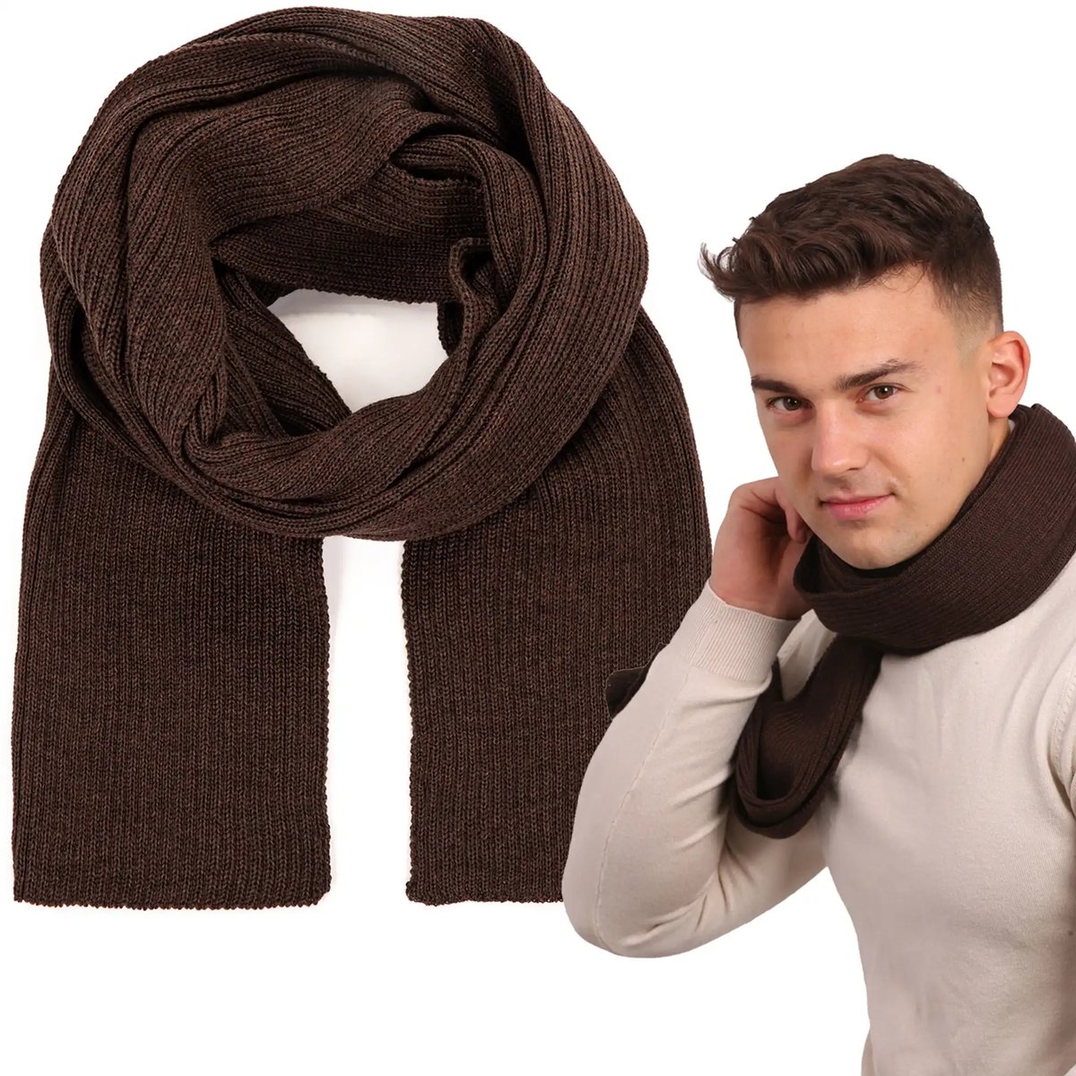 Szal szalik męski zimowy ciepły jesienny klasyczny długi modny WEŁNA MERINO