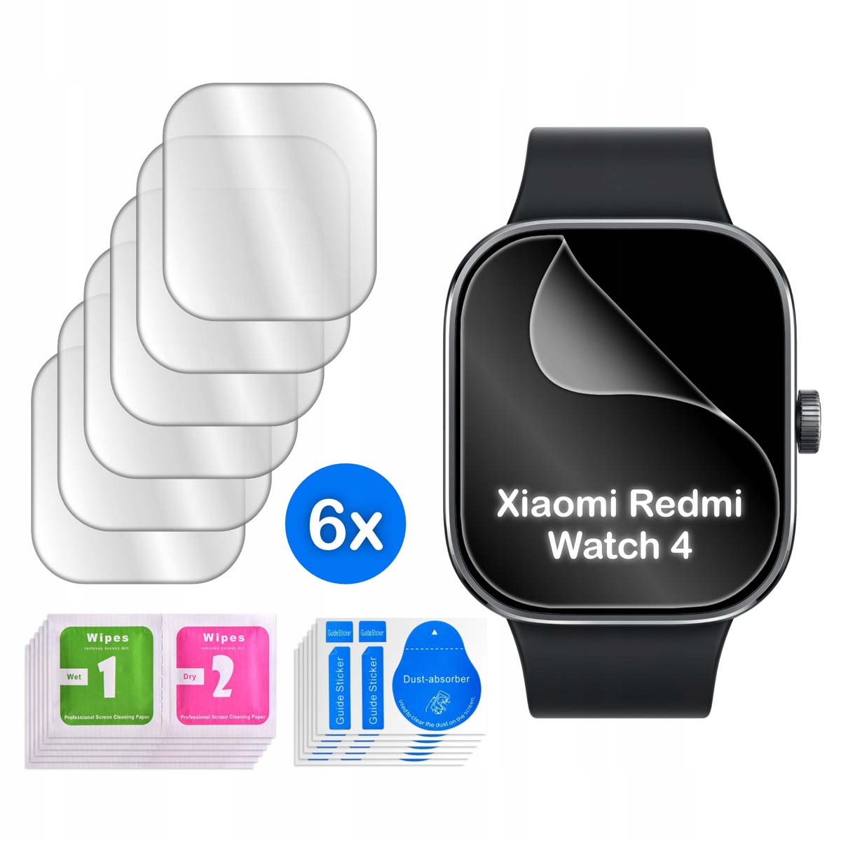 FOLIA do Xiaomi Redmi Watch 4 HYDROŻELOWA OCHRONNA na ekran 3D 6 sztuk
