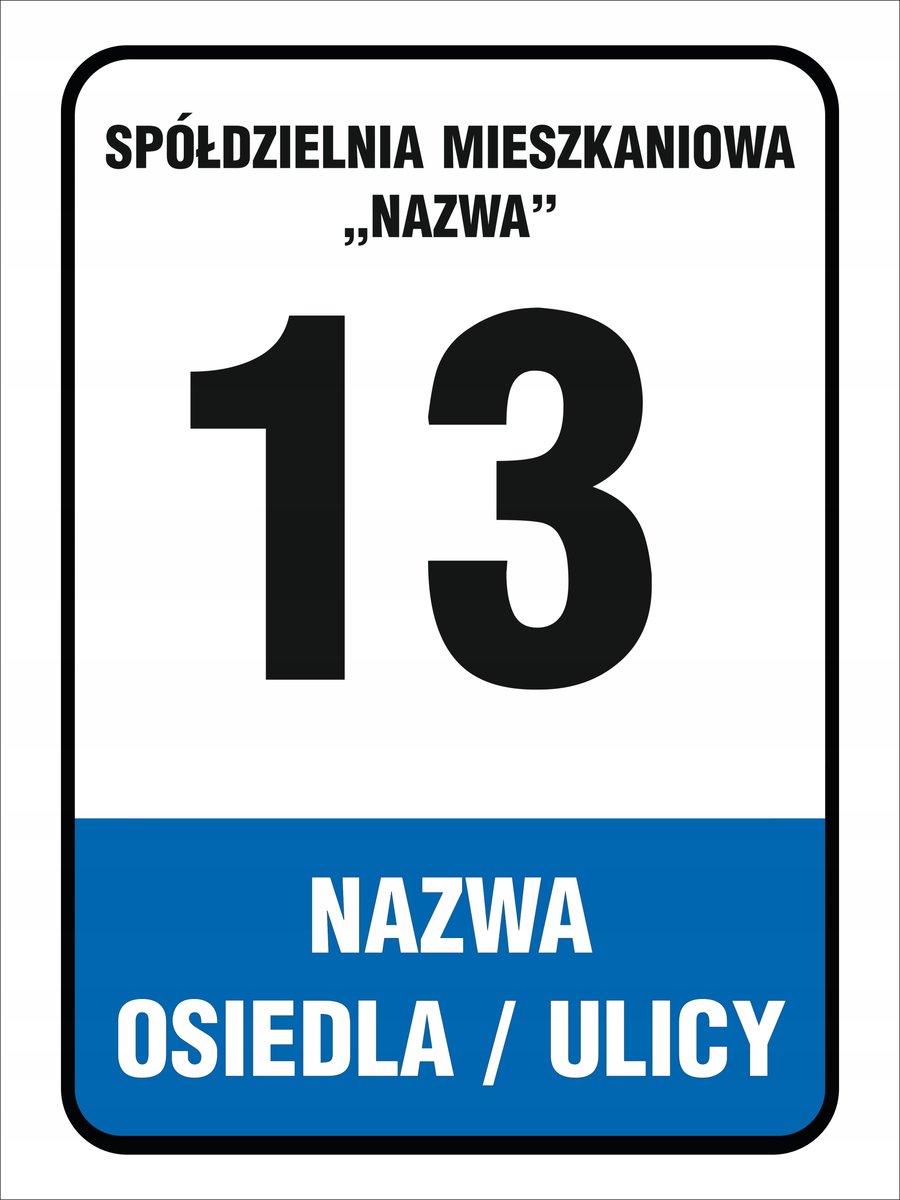 Tablica Spółdzielnia mieszkaniowa 30x40cm PCV5