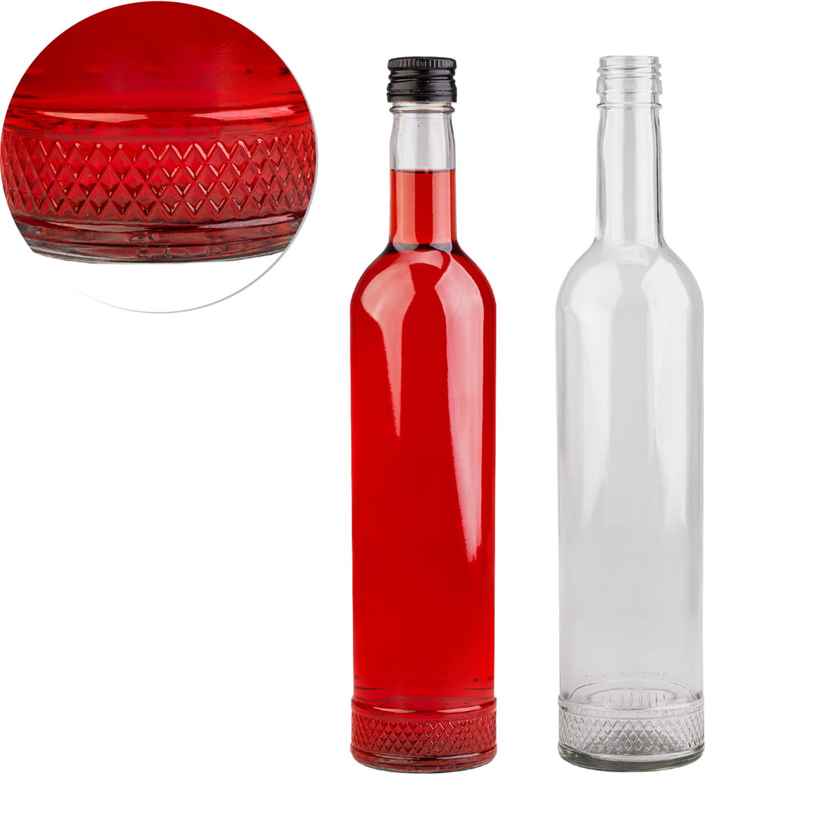Zestaw 40 sztuk - Butelka z tłoczeniem KRYSZTAŁ 500 ml na nalewki wino bimber wódkę sok