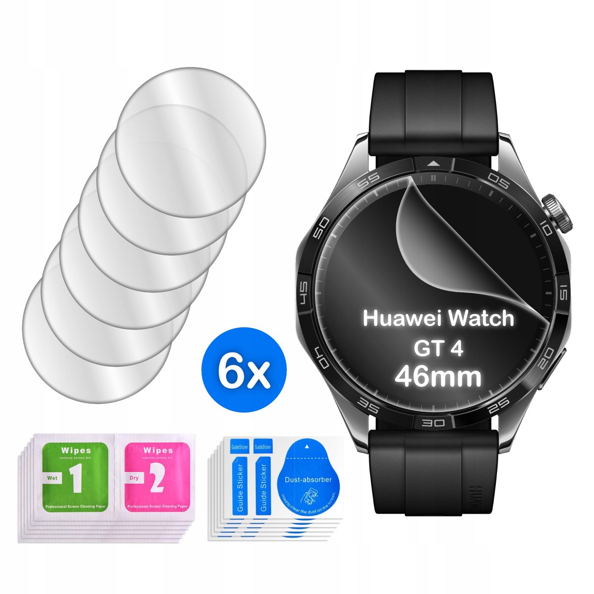FOLIA do Huawei Watch GT4 46mm HYDROŻELOWA OCHRONNA na ekran 3D 6 sztuk