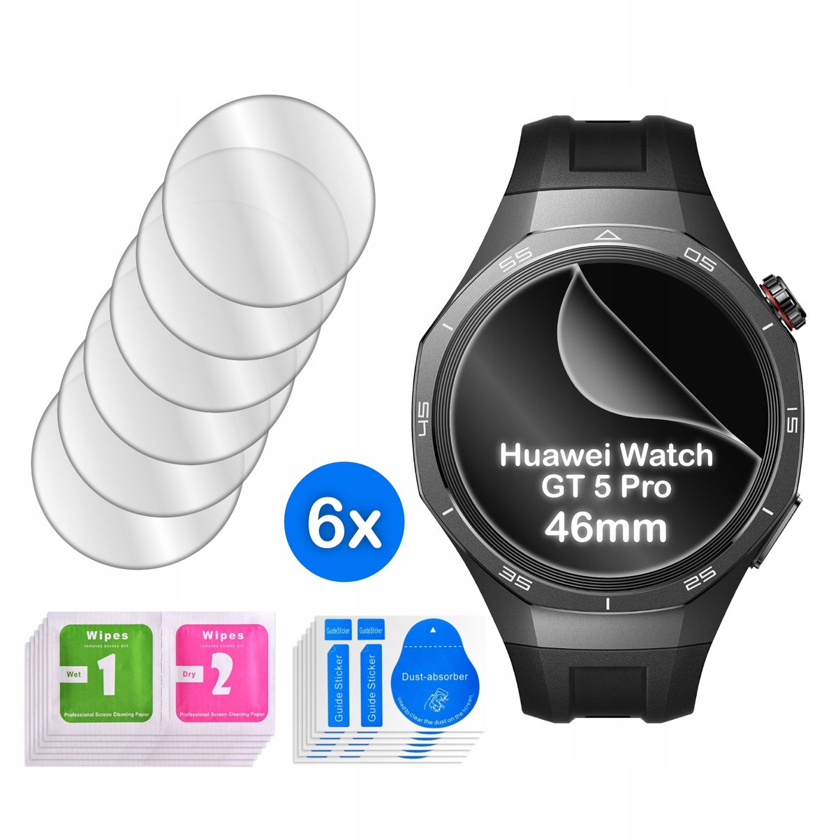 FOLIA do Huawei Watch GT5 Pro 46mm HYDROŻELOWA OCHRONNA na ekran 3D 6 sztuk