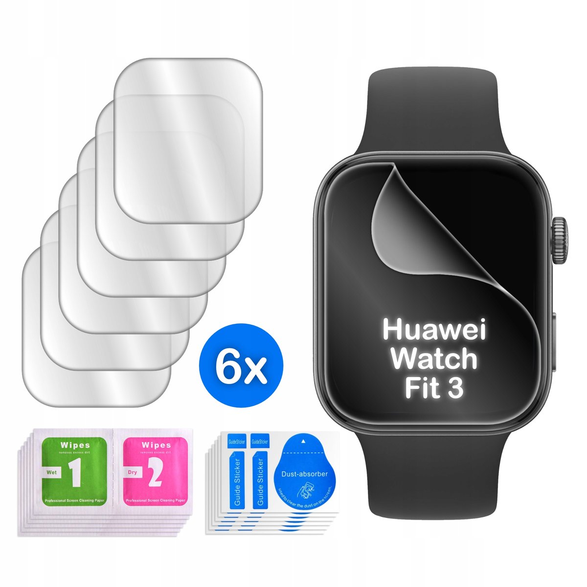FOLIA do Huawei Watch Fit 3 HYDROŻELOWA OCHRONNA na ekran 3D 6 sztuk