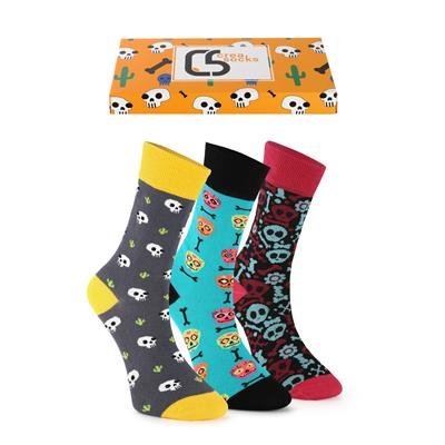 CREA SOCKS, kolorowe skarpetki, SZKIELETY w pudełku prezentowym, 3 pary, 41/46