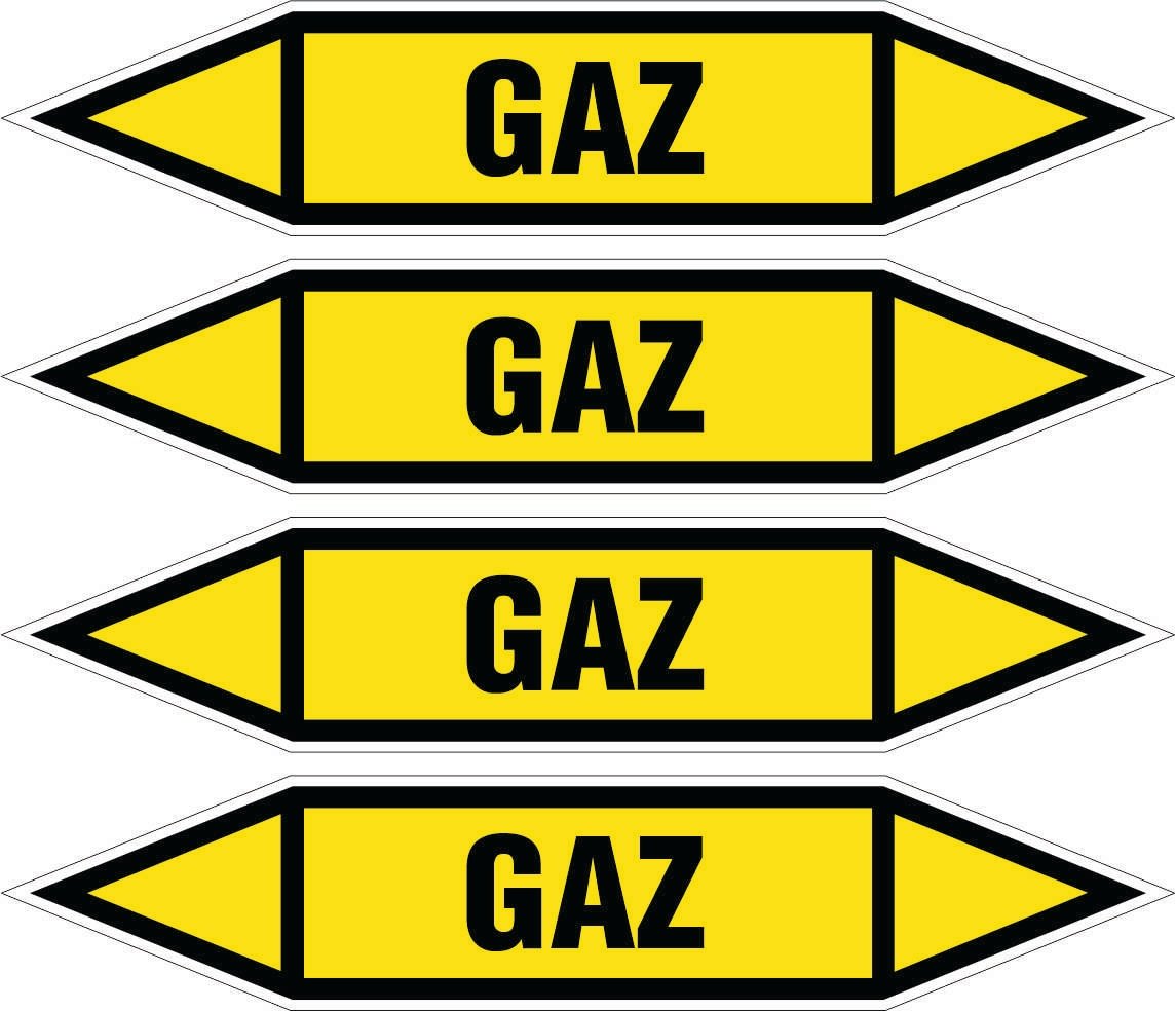Naklejka Oznaczenia na rurociągi Gaz zestaw 4szt 5x25cm