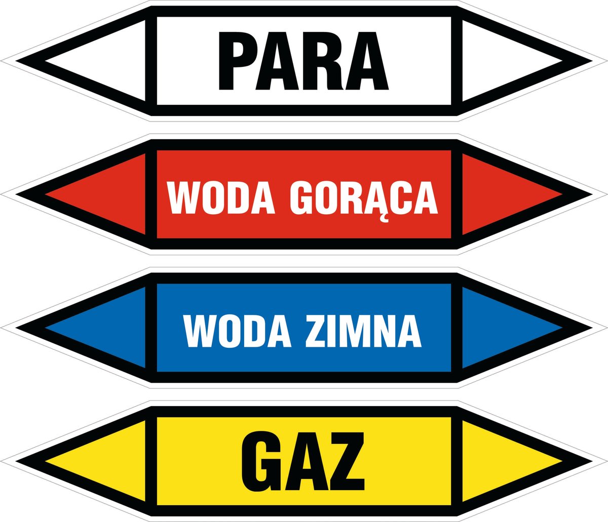 Naklejka Oznaczenia na rurociągi zestaw 4szt 3x15cm