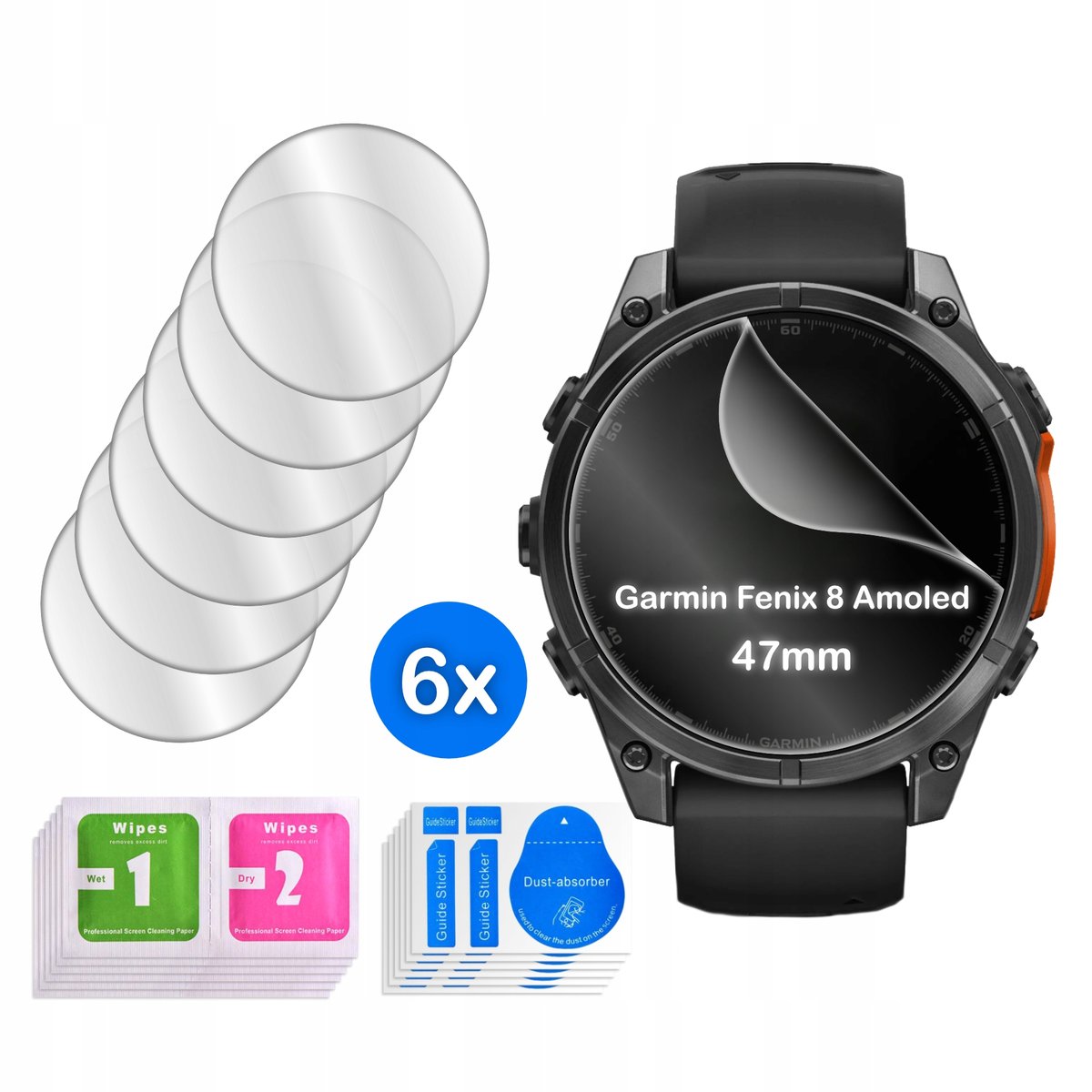 FOLIA do Garmin Fenix 8 Amoled 47mm HYDROŻELOWA OCHRONNA na ekran 6 sztuk