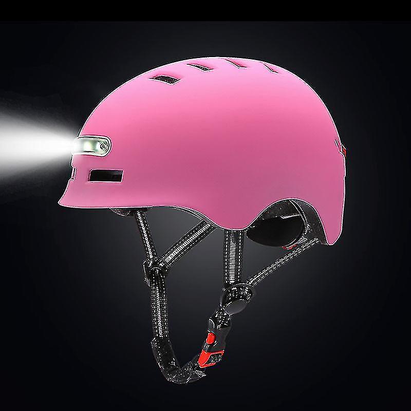 Kask rowerowy Kask motocyklowy z podświetlaną lampką ostrzegawczą dla dorosłych dzieci Różowy M 54-57cm