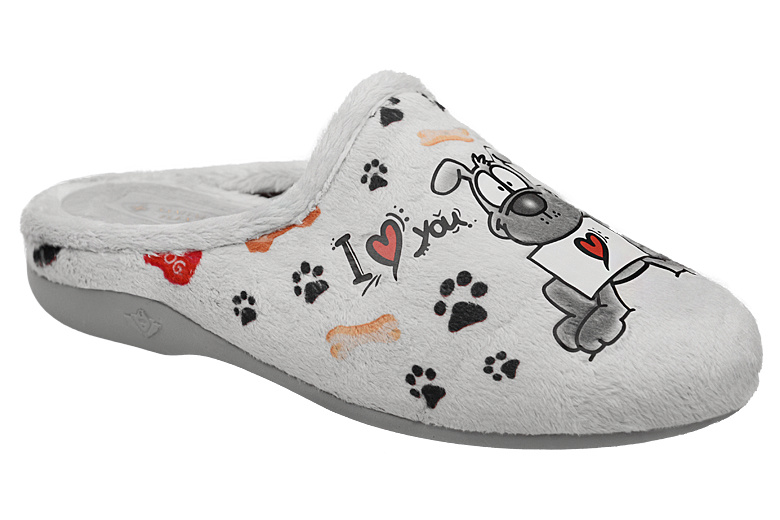 Kapcie SANITAL FLEX Z30406X Ceniza Dog Szare Pantofle domowe Ciapy zdrowotne