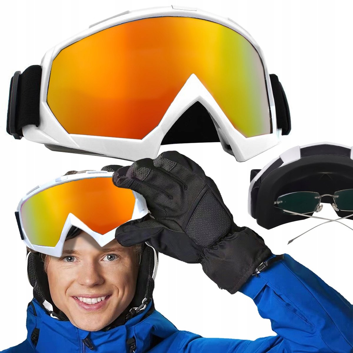 Gogle Narciarskie Okulary Snowboardowe Na Narty Motor Rower Wiatroszczelne UNIWERSALNE