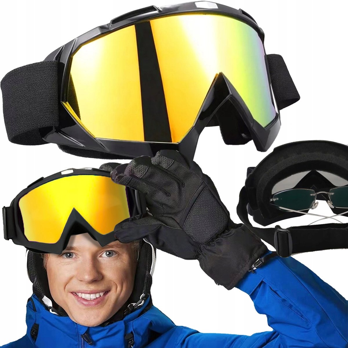 Gogle Narciarskie Okulary Snowboardowe Na Narty Motor Rower Wiatroszczelne UNIWERSALNE