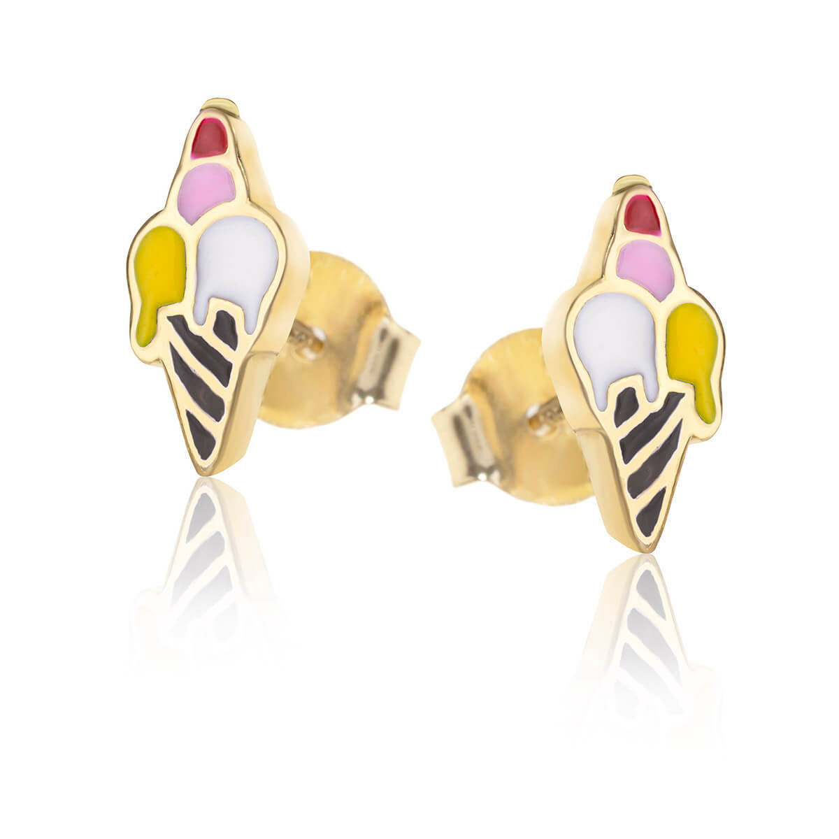 Kolczyki srebrne pozłacane lody emaliowane