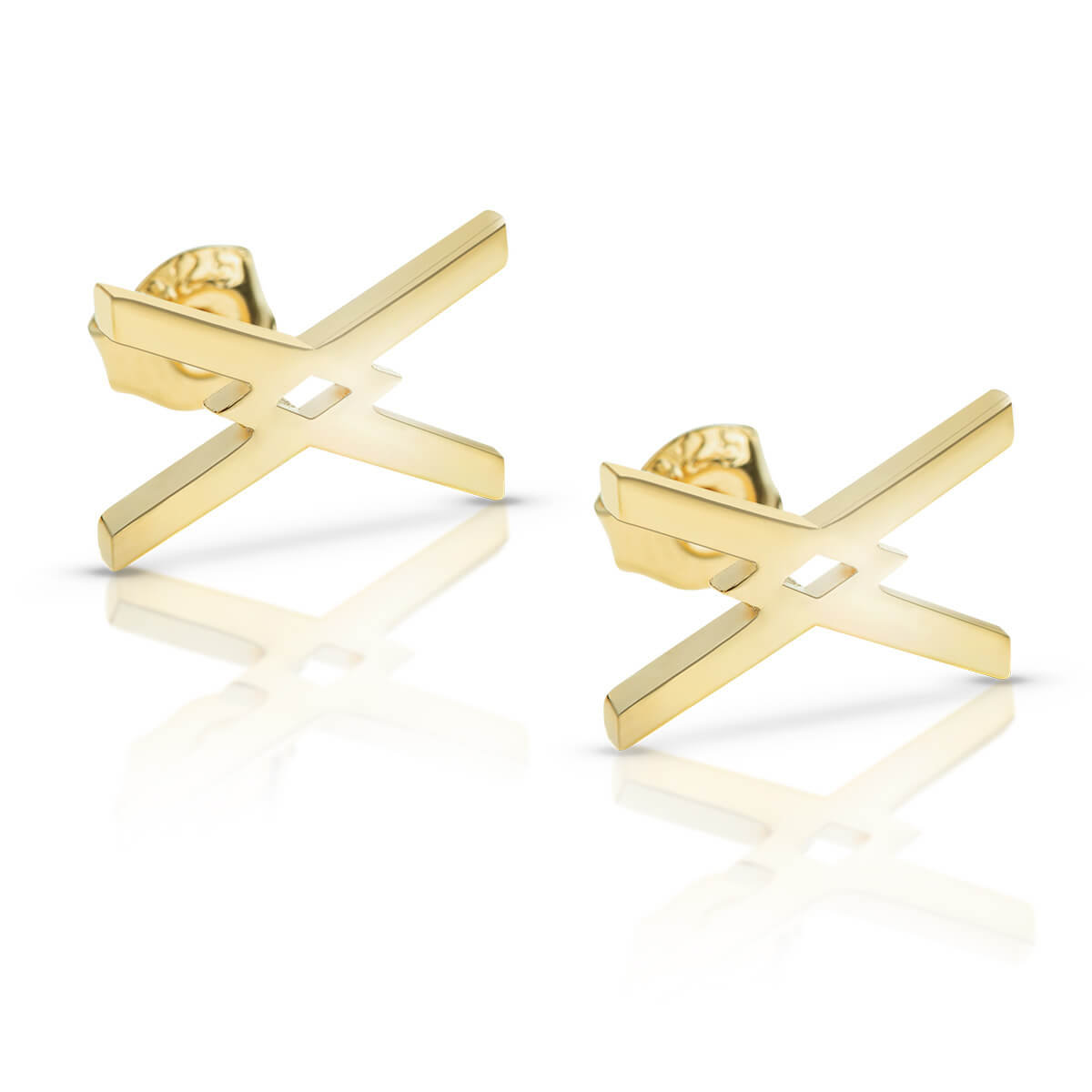 Kolczyki srebrne pozłacane iksy