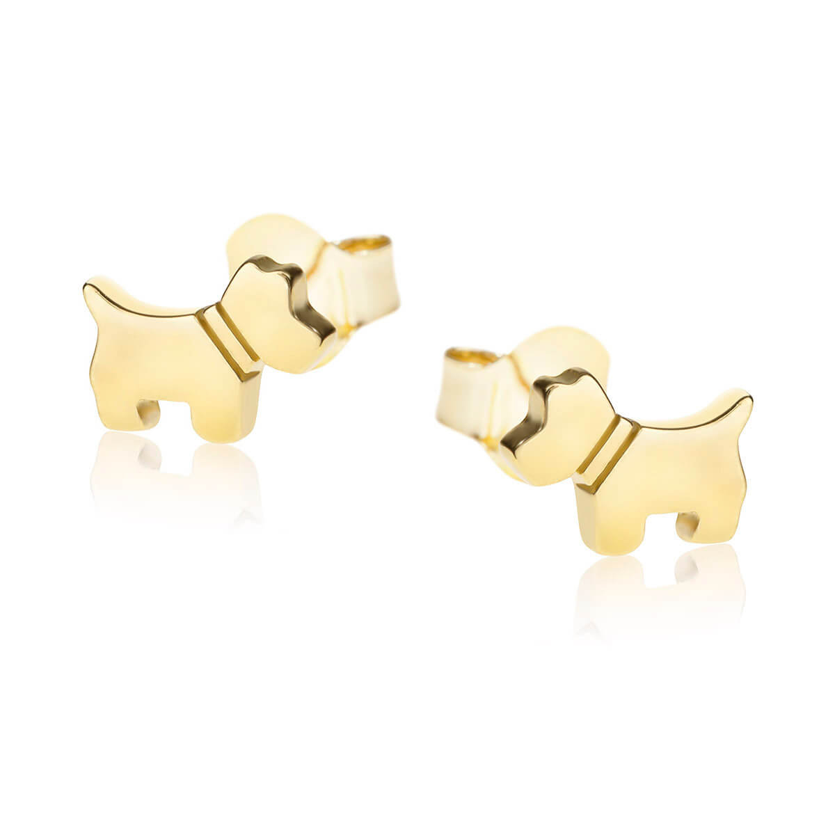 Kolczyki srebrne pozłacane pieski
