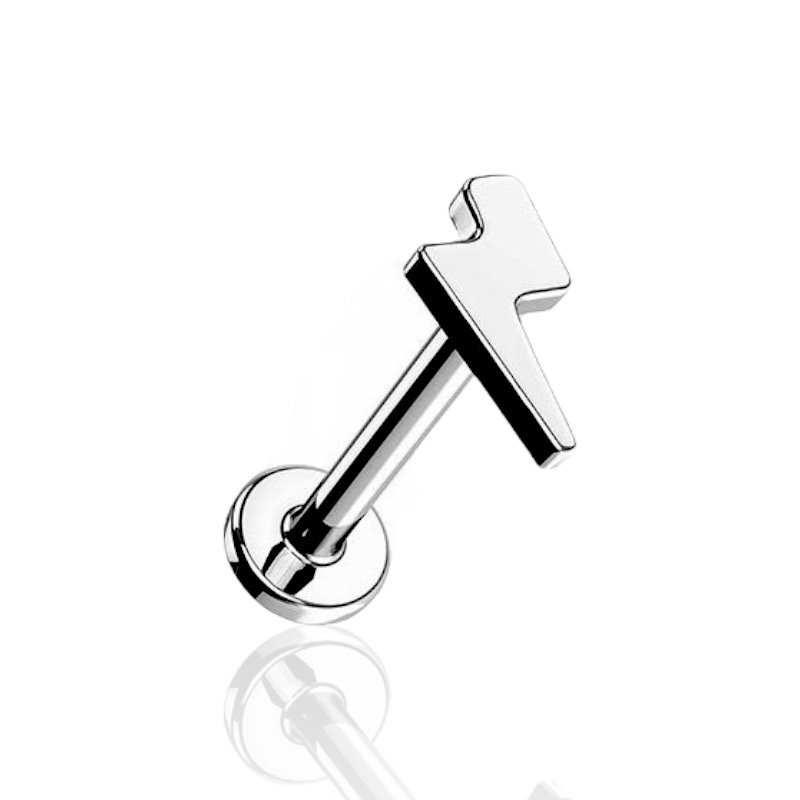 Kolczyk PIERCING Labret tytanowy z Piorunem Helix Lobe Tragus 1,2/8/5