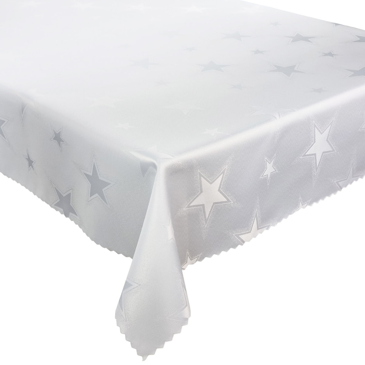 Dwustronny Obrus Plamoodporny Świąteczny Boże Narodzenie Gwiazdy 621 Biały-130x220 cm