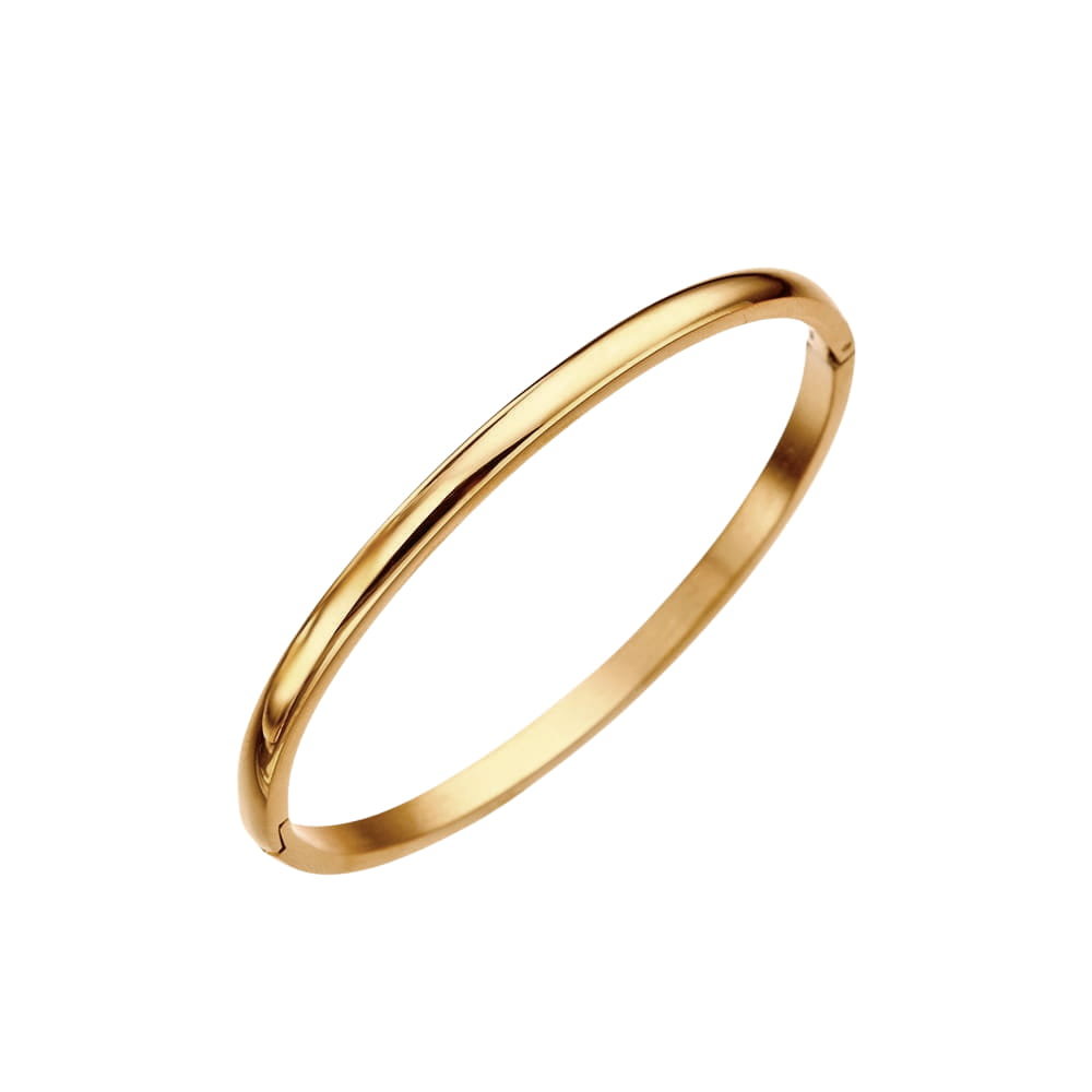 Bransoletka złota prosta sztywna zamykana - stal szlachetna - obły kształt bransoletki basic