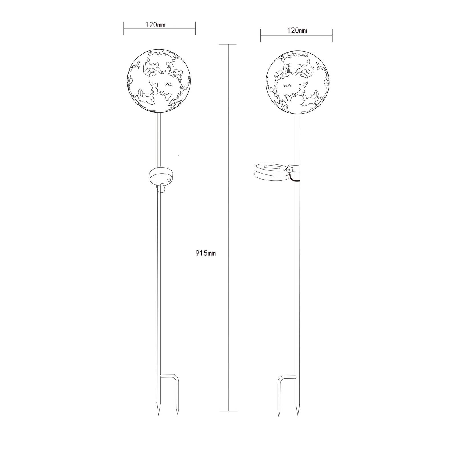 Globo Lampa z grotem ziemnym LED 36747, kula ziemska, rdzawobrązowa, metalowa