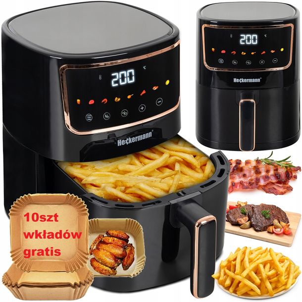 Frytkownica Beztłuszczowa Frytownica Air Fryer 1800w 4,7l Heckermann