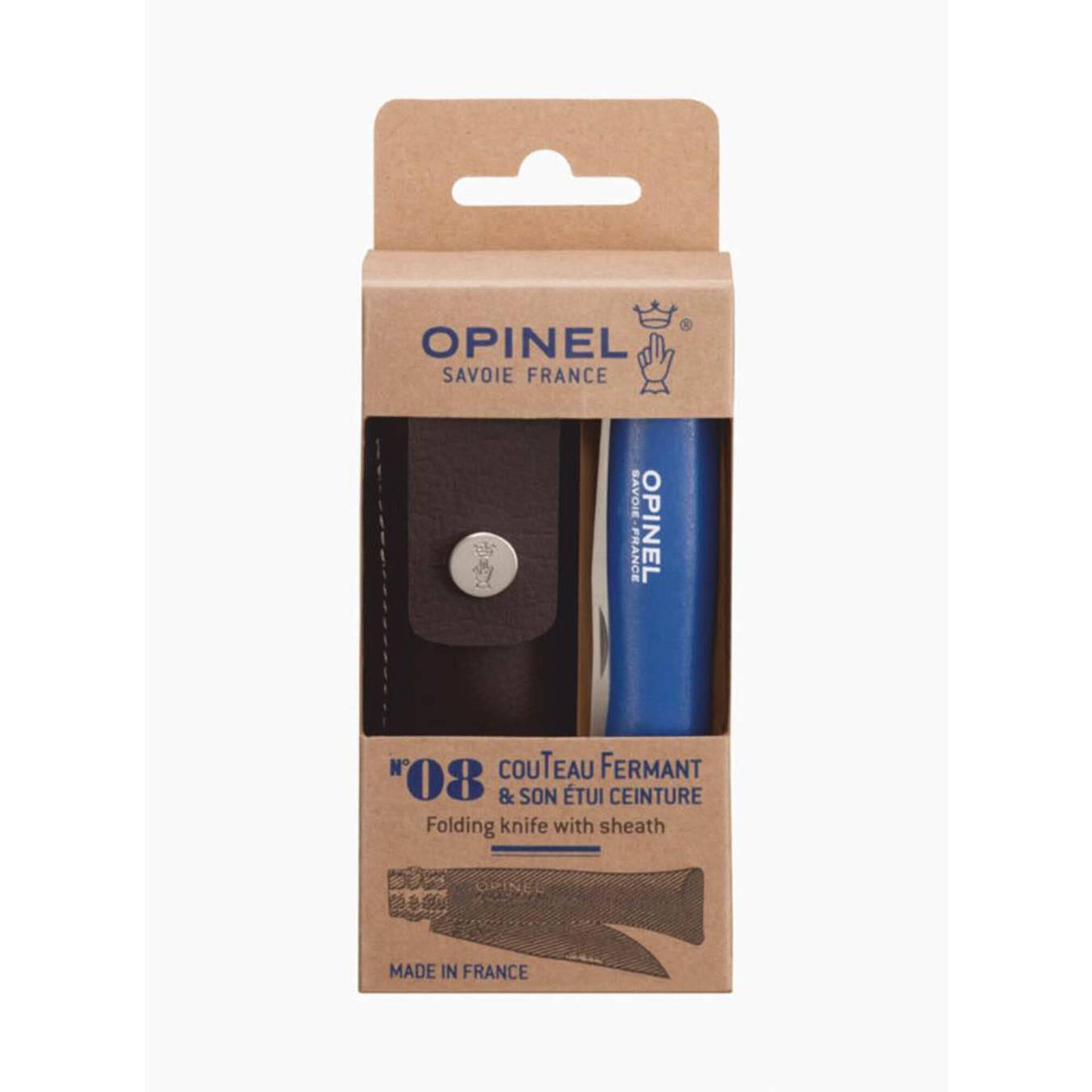 Opinel 001891 N ° 08 kieszonkowy nóż o pokrowiec ochronny na pasek w każdym innym ostrze ze stali nierdzewnej Niebieski 1010310910