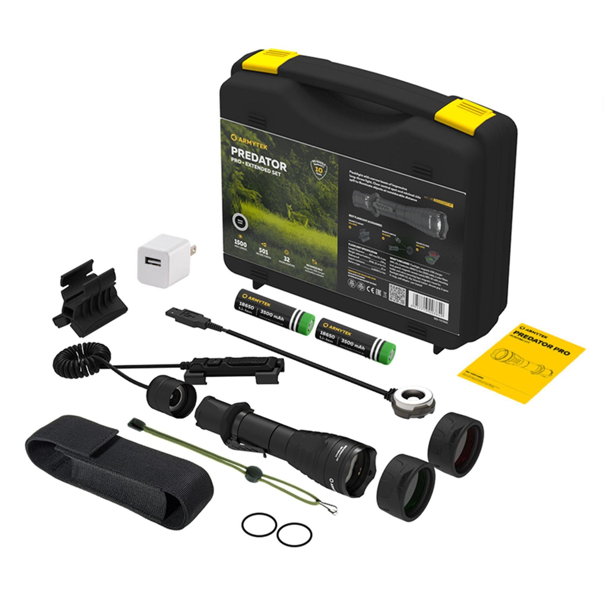 Latarka Armytek Predator Pro Magnet Set USB White - 1500 lumenów (F07302C) T