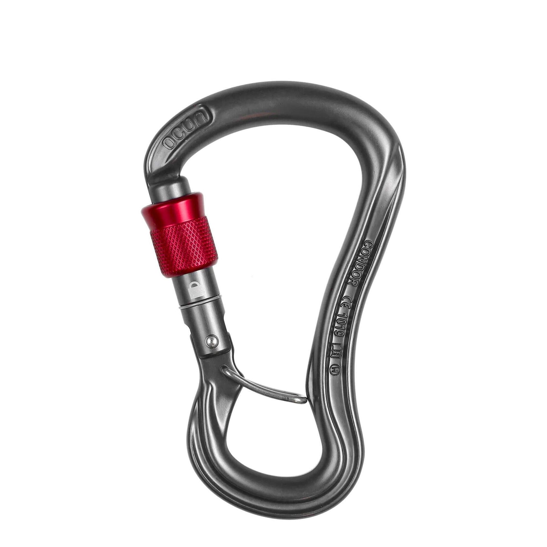 Ocun Condor HMS Screw Karabinek, antracite/red 2020 Karabinki zakręcane 3278-Anthracite