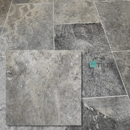 Tiles Tawertyn Silver Premium Niewypełniony Bębnowany Szlif 20,3x20,3x1,2 cm