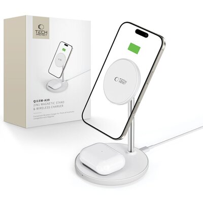 Ładowarka indukcyjna TECH-PROTECT QI15W-A39 Magnetic Magsafe 15W Biały