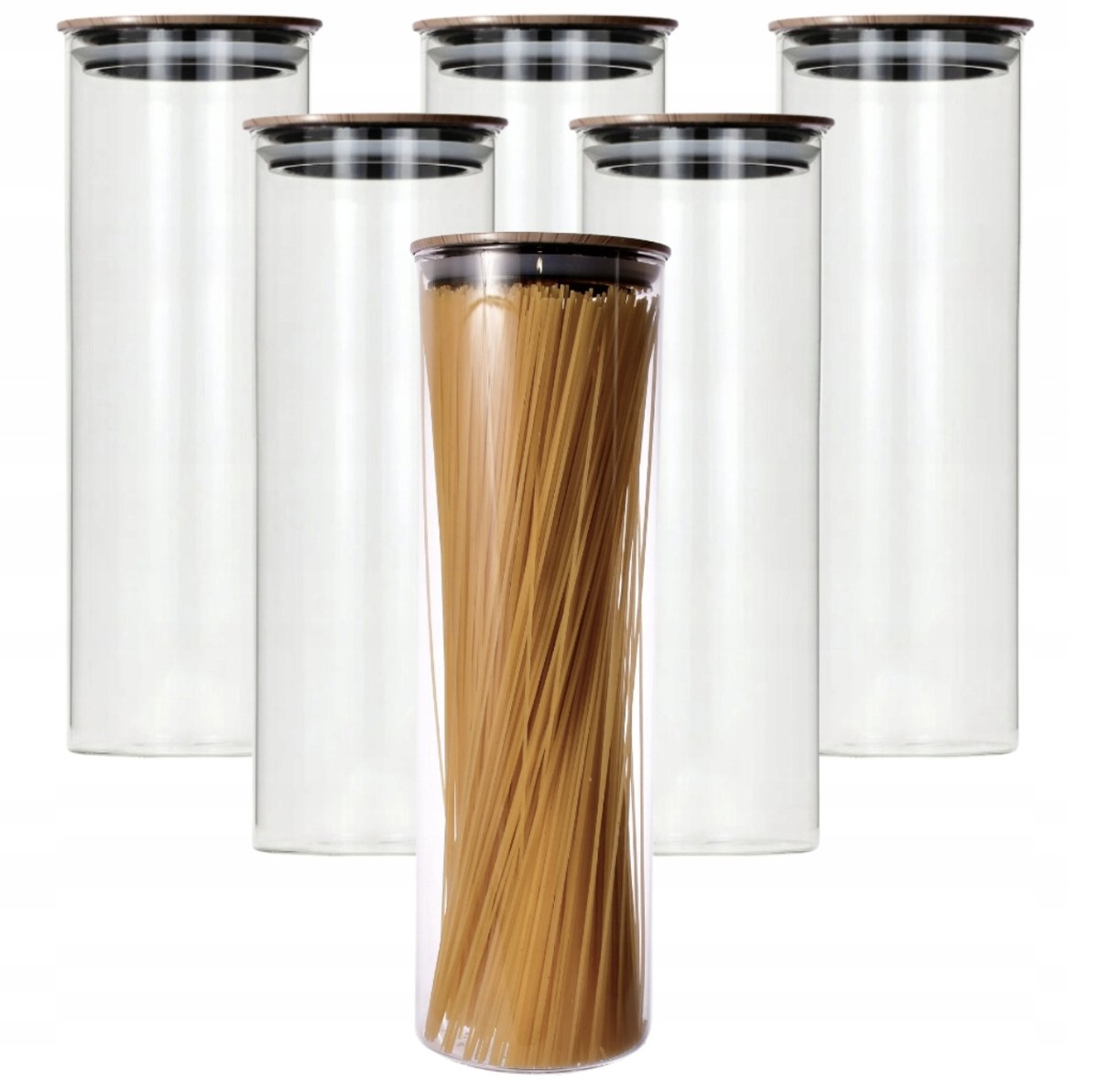 Pojemniki kuchenne szklane ZESTAW 6 szt na makaron HERMETYCZNE 1300 ml